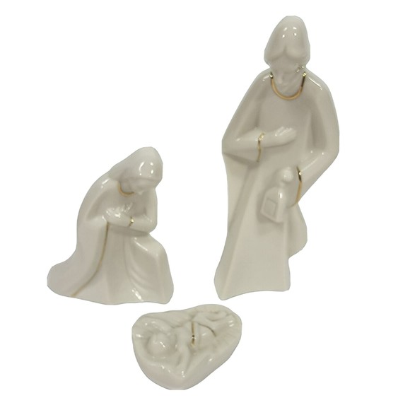 Mikasa Holy Night Nativity Set Porcelain Christmas 3 Piece Set Vintage w Box - Picture 1 of 13